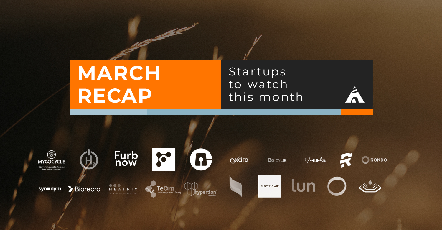 An image of the logos of all the climate tech startups we have featured this month